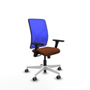 Motilla sincro malla azul similpiel marrón brazos 3D base blanca  ruedas 65mm engomadas