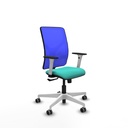 Motilla sincro malla azul similpiel turquesa brazos blancos base blanca  ruedas 65mm engomadas