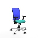 Motilla sincro malla azul similpiel turquesa brazos 2D base blanca  ruedas 65mm engomadas