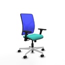 Motilla sincro malla azul similpiel turquesa brazos 3D base blanca  ruedas 65mm nailon