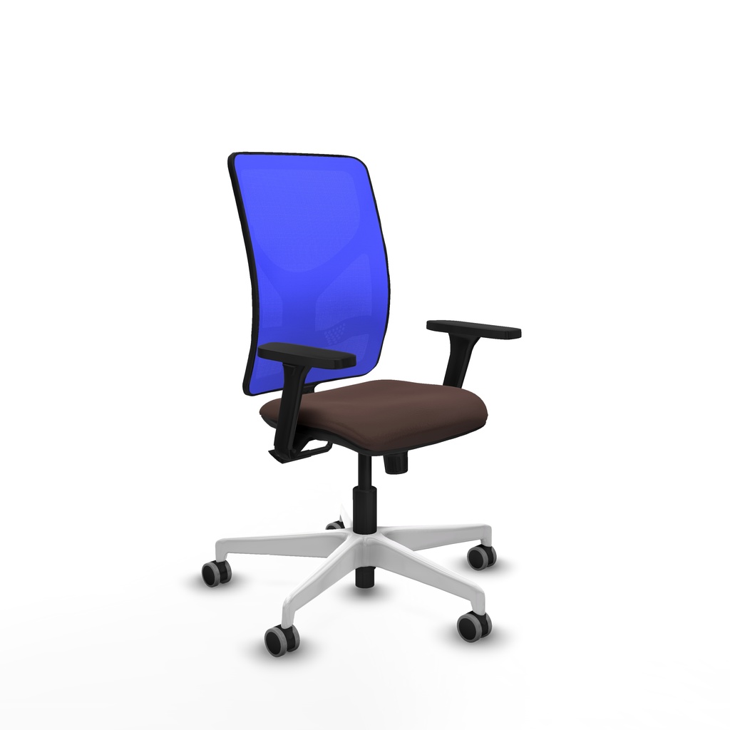 Motilla sincro malla azul similpiel marrón oscuro brazos 3D base blanca  ruedas 65mm engomadas