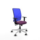 Motilla sincro malla azul similpiel morado brazos 1D base blanca  ruedas 65mm engomadas