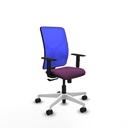 Motilla sincro malla azul similpiel morado brazos 1D base blanca  ruedas 65mm nailon