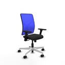 Motilla sincro malla azul similpiel negro brazos 3D base blanca  ruedas 65mm nailon