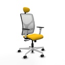 Motilla sincro malla blanca bali amarillo brazos blancos base blanca cabecero fijo ruedas 65mm nailon
