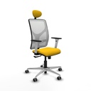 Motilla sincro malla blanca bali amarillo brazos blancos base aluminio cabecero fijo ruedas 65mm engomadas