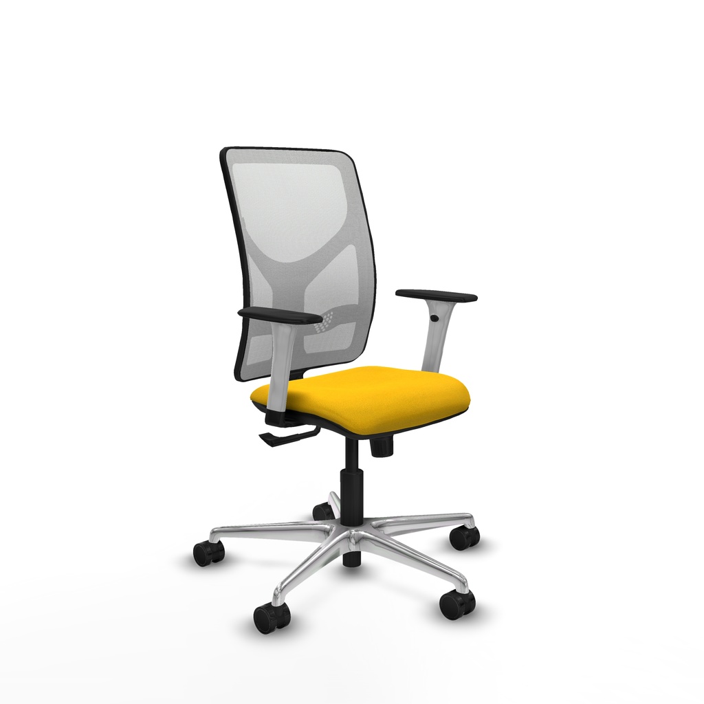 Motilla sincro malla blanca bali amarillo brazos blancos base aluminio  ruedas 65mm nailon