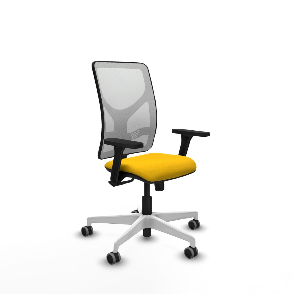 Motilla sincro malla blanca bali amarillo brazos 3D base blanca  ruedas 65mm engomadas