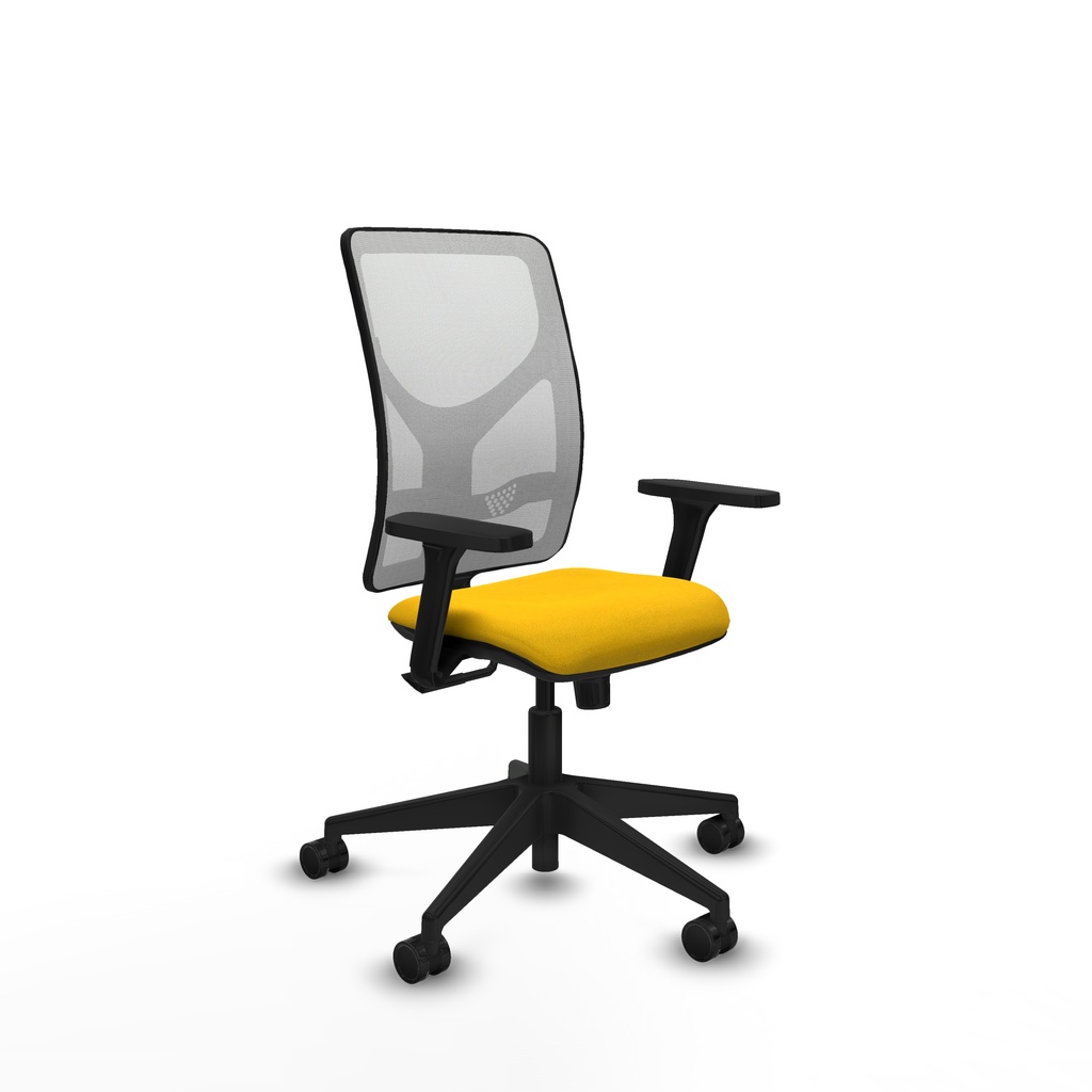 Motilla sincro malla blanca bali amarillo brazos 3D base piramidal  ruedas 65mm nailon