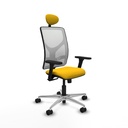 Motilla sincro malla blanca bali amarillo brazos 3D base aluminio cabecero fijo ruedas 65mm nailon
