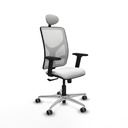 Motilla sincro malla blanca bali blanco brazos 2D base aluminio cabecero fijo ruedas 65mm engomadas