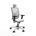 Motilla sincro malla blanca bali blanco brazos 2D base aluminio cabecero fijo ruedas 65mm nailon