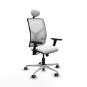 Motilla sincro malla blanca bali blanco brazos 3D base aluminio cabecero fijo ruedas 65mm engomadas