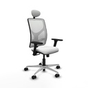 Motilla sincro malla blanca bali blanco brazos 3D base aluminio cabecero fijo ruedas 65mm nailon