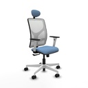 Motilla sincro malla blanca bali azul cielo brazos blancos base blanca cabecero fijo ruedas 65mm nailon