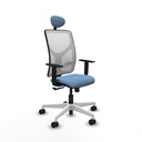 Motilla sincro malla blanca bali azul cielo brazos 1D base blanca cabecero fijo ruedas 65mm nailon