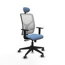 Motilla sincro malla blanca bali azul cielo brazos 1D base piramidal cabecero fijo ruedas 65mm engomadas