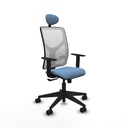 Motilla sincro malla blanca bali azul cielo brazos 1D base piramidal cabecero fijo ruedas 65mm nailon