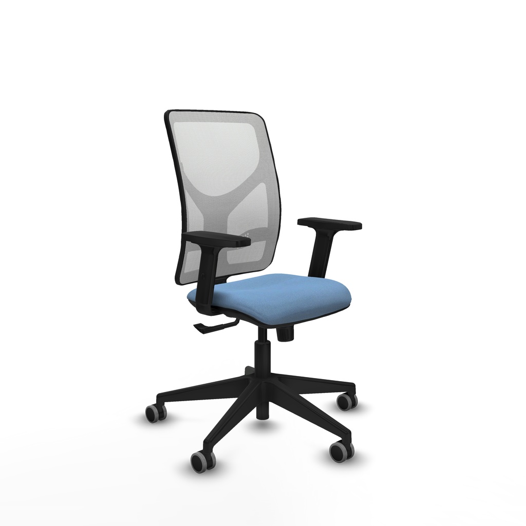 Motilla sincro malla blanca bali azul cielo brazos 2D base piramidal  ruedas 65mm engomadas