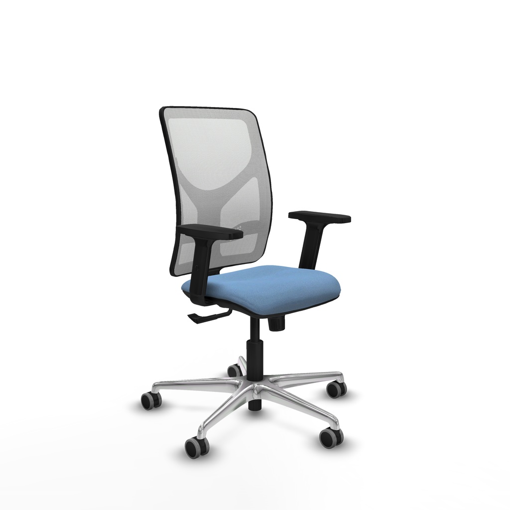 Motilla sincro malla blanca bali azul cielo brazos 2D base aluminio  ruedas 65mm engomadas