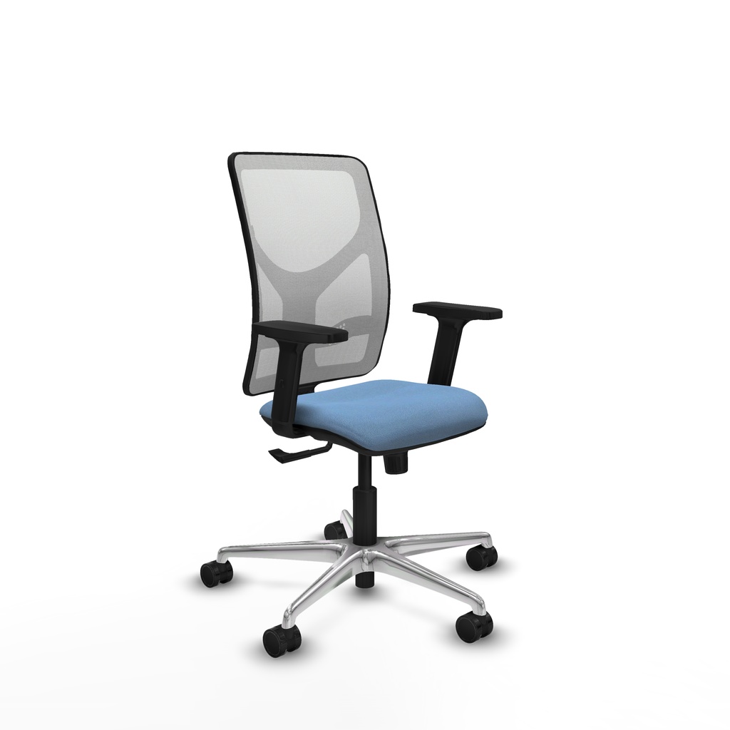 Motilla sincro malla blanca bali azul cielo brazos 2D base aluminio  ruedas 65mm nailon