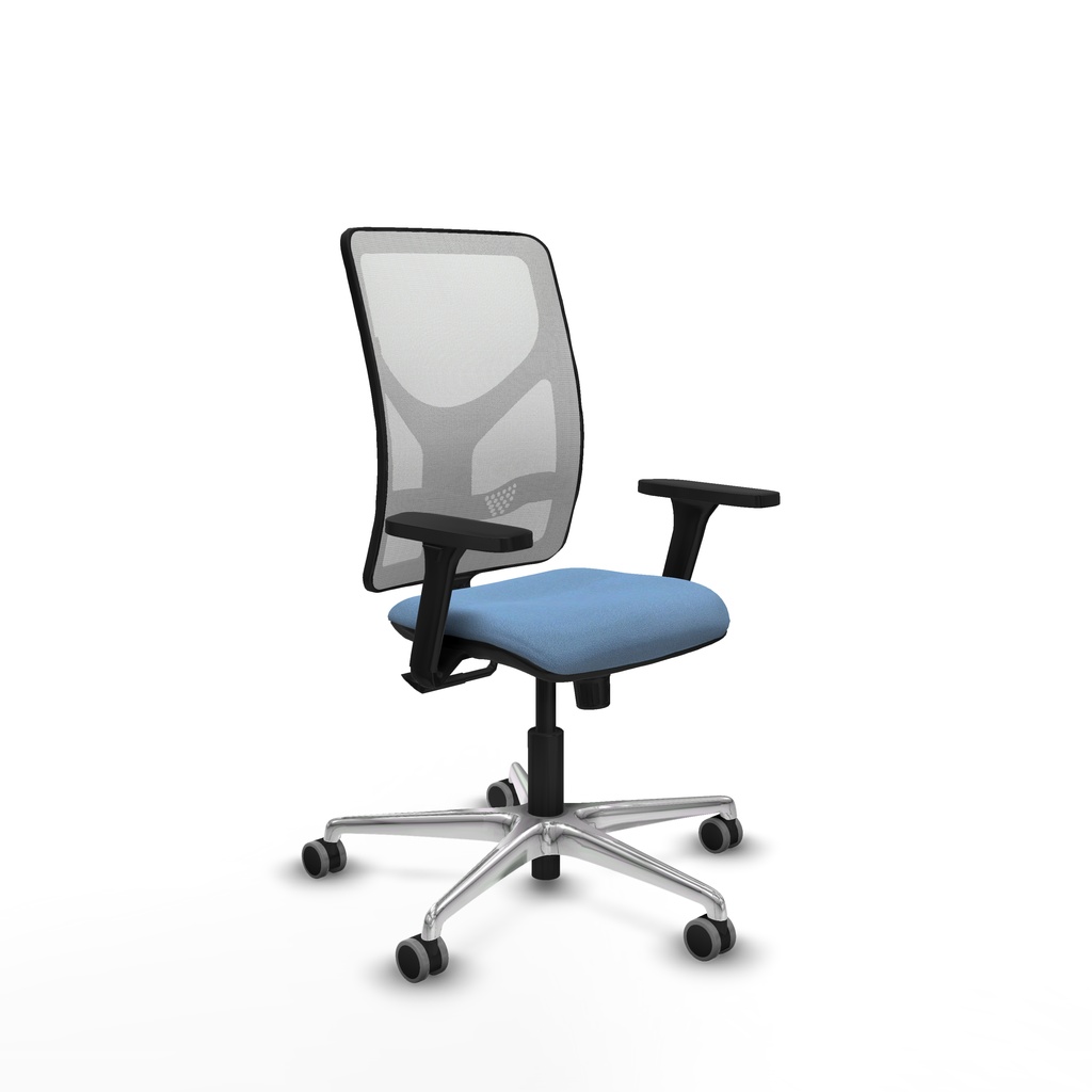 Motilla sincro malla blanca bali azul cielo brazos 3D base aluminio  ruedas 65mm engomadas