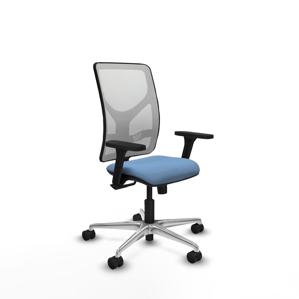 Motilla sincro malla blanca bali azul cielo brazos 3D base aluminio  ruedas 65mm nailon