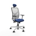 Motilla sincro malla blanca bali azul marino brazos blancos base blanca cabecero fijo ruedas 65mm engomadas
