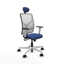 Motilla sincro malla blanca bali azul marino brazos blancos base blanca cabecero fijo ruedas 65mm nailon