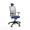 Motilla sincro malla blanca bali azul marino brazos blancos base piramidal cabecero fijo ruedas 65mm engomadas