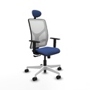 Motilla sincro malla blanca bali azul marino brazos 1D base blanca cabecero fijo ruedas 65mm nailon