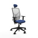 Motilla sincro malla blanca bali azul marino brazos 1D base piramidal cabecero fijo ruedas 65mm nailon