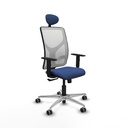 Motilla sincro malla blanca bali azul marino brazos 1D base aluminio cabecero fijo ruedas 65mm engomadas