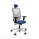 Motilla sincro malla blanca bali azul marino brazos 2D base blanca cabecero fijo ruedas 65mm engomadas