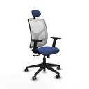 Motilla sincro malla blanca bali azul marino brazos 2D base piramidal cabecero fijo ruedas 65mm engomadas