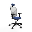 Motilla sincro malla blanca bali azul marino brazos 2D base piramidal cabecero fijo ruedas 65mm nailon