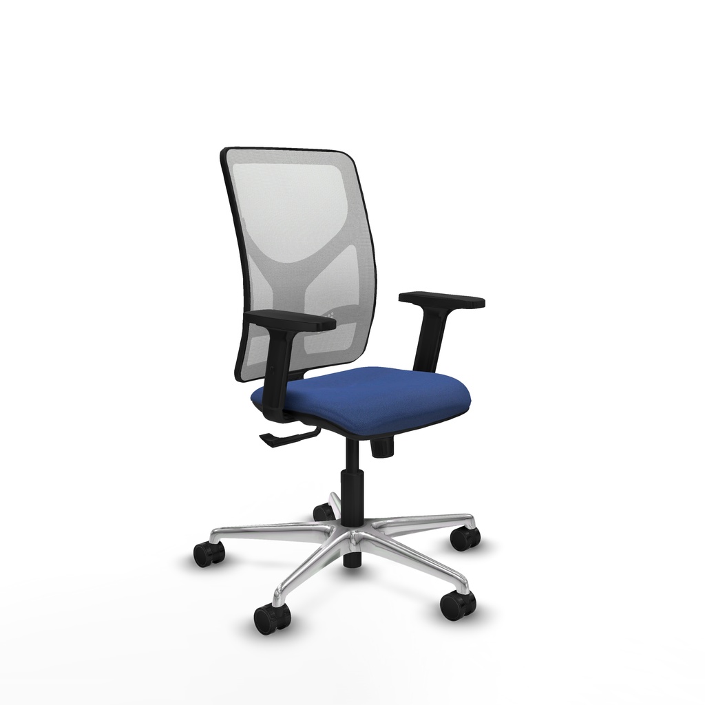 Motilla sincro malla blanca bali azul marino brazos 2D base aluminio  ruedas 65mm nailon