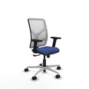 Motilla sincro malla blanca bali azul marino brazos 2D base aluminio  ruedas 65mm nailon