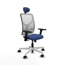 Motilla sincro malla blanca bali azul marino brazos 3D base blanca cabecero fijo ruedas 65mm nailon