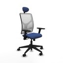 Motilla sincro malla blanca bali azul marino brazos 3D base piramidal cabecero fijo ruedas 65mm nailon
