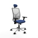 Motilla sincro malla blanca bali azul marino brazos 3D base aluminio cabecero fijo ruedas 65mm nailon