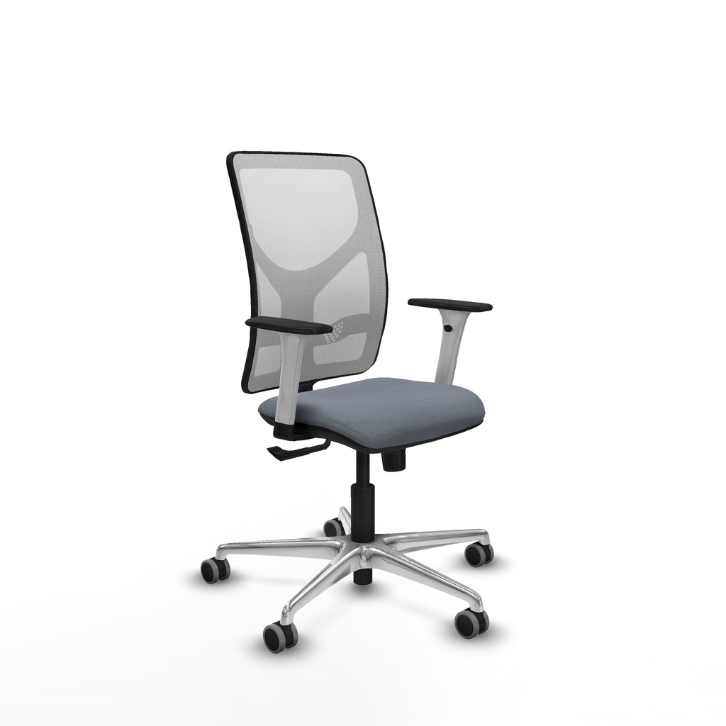 Motilla sincro malla blanca bali gris brazos blancos base aluminio  ruedas 65mm engomadas