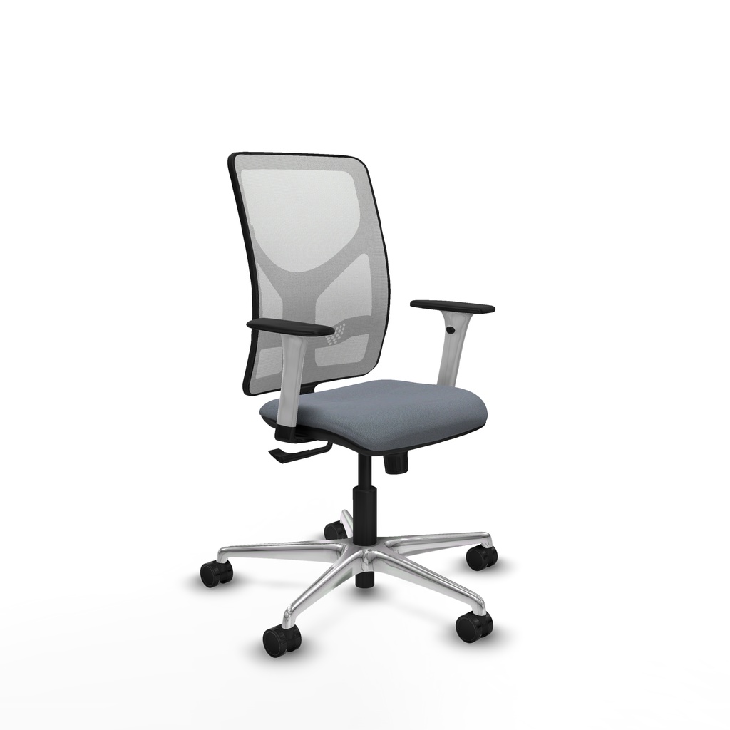 Motilla sincro malla blanca bali gris brazos blancos base aluminio  ruedas 65mm nailon