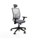 Motilla sincro malla blanca bali gris brazos 3D base piramidal cabecero fijo ruedas 65mm engomadas