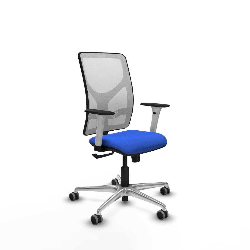Motilla sincro malla blanca bali azul brazos blancos base aluminio  ruedas 65mm engomadas