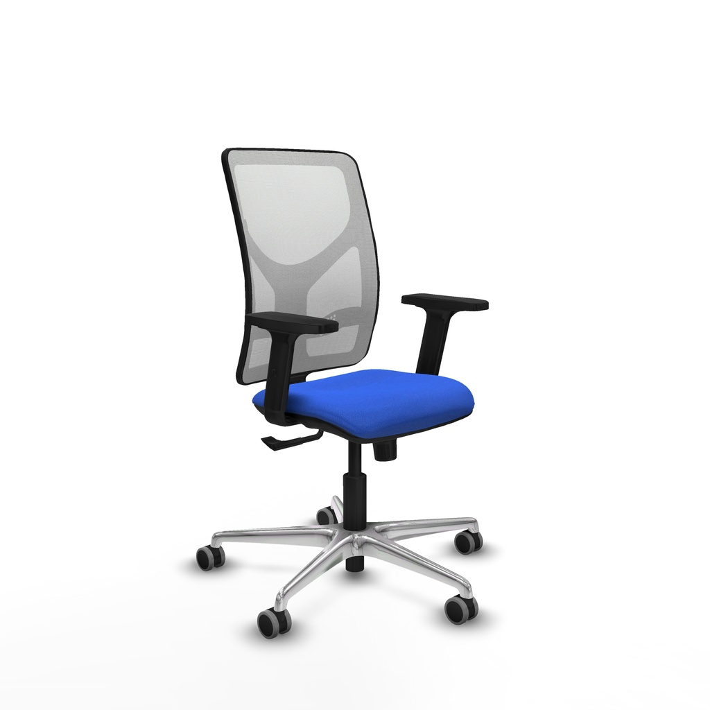 Motilla sincro malla blanca bali azul brazos 2D base aluminio  ruedas 65mm engomadas