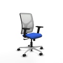 Motilla sincro malla blanca bali azul brazos 2D base aluminio  ruedas 65mm nailon