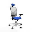 Motilla sincro malla blanca bali azul brazos 3D base blanca cabecero fijo ruedas 65mm engomadas