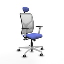 Motilla sincro malla blanca bali azul claro brazos blancos base blanca cabecero fijo ruedas 65mm engomadas