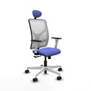 Motilla sincro malla blanca bali azul claro brazos blancos base blanca cabecero fijo ruedas 65mm nailon